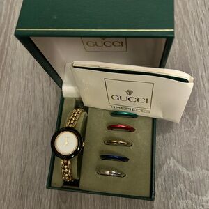 Gucci Gold Timepiece with Colorful Bezels